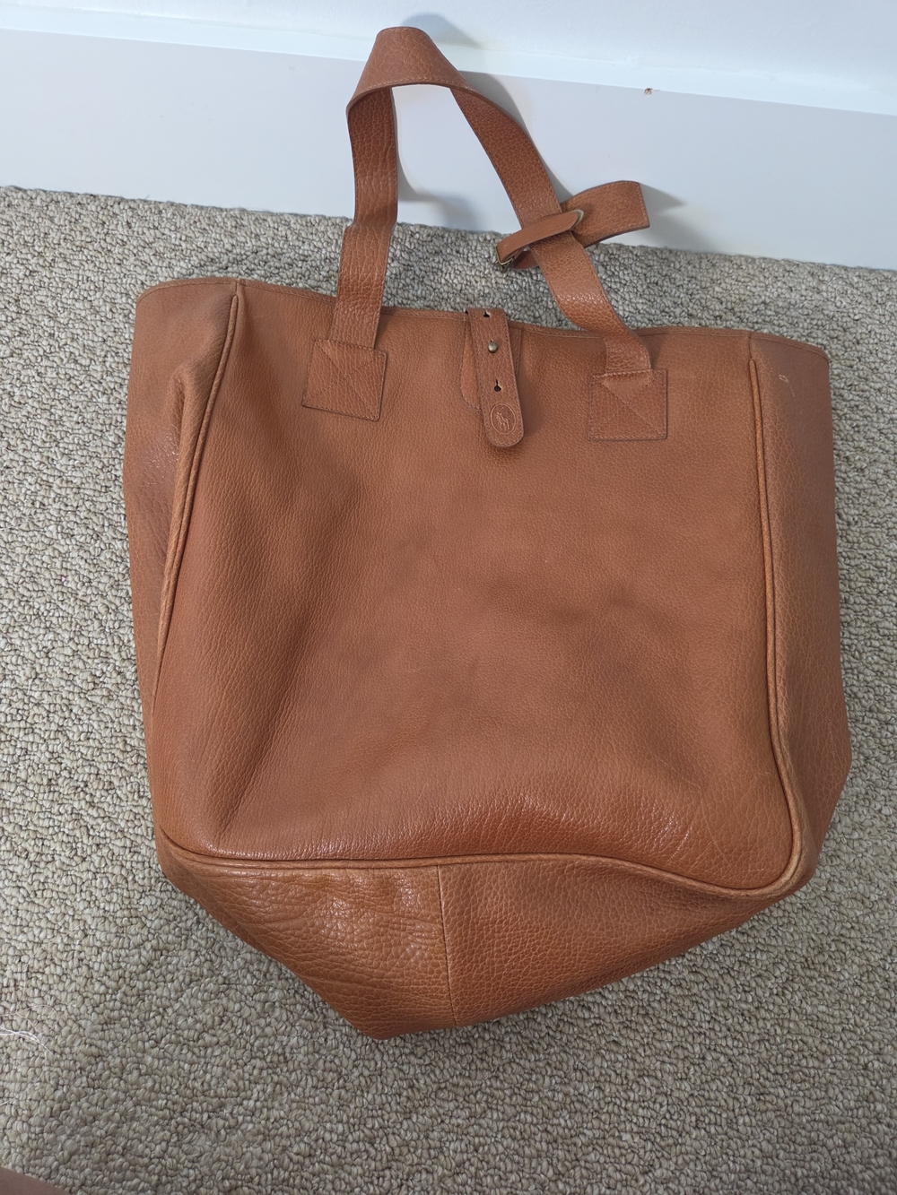Ralph Lauren Classic Leather Tote Bag in Cognac Tan